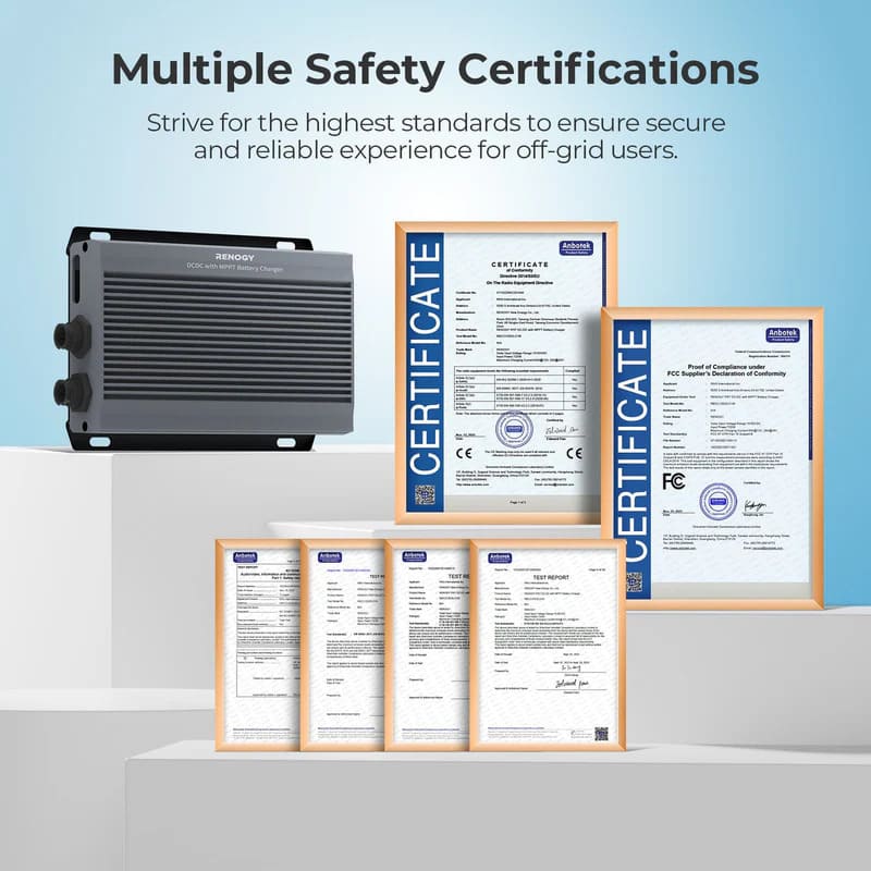 Renogy IP67 50A DC-DC Battery Charger with MPPT - certifications