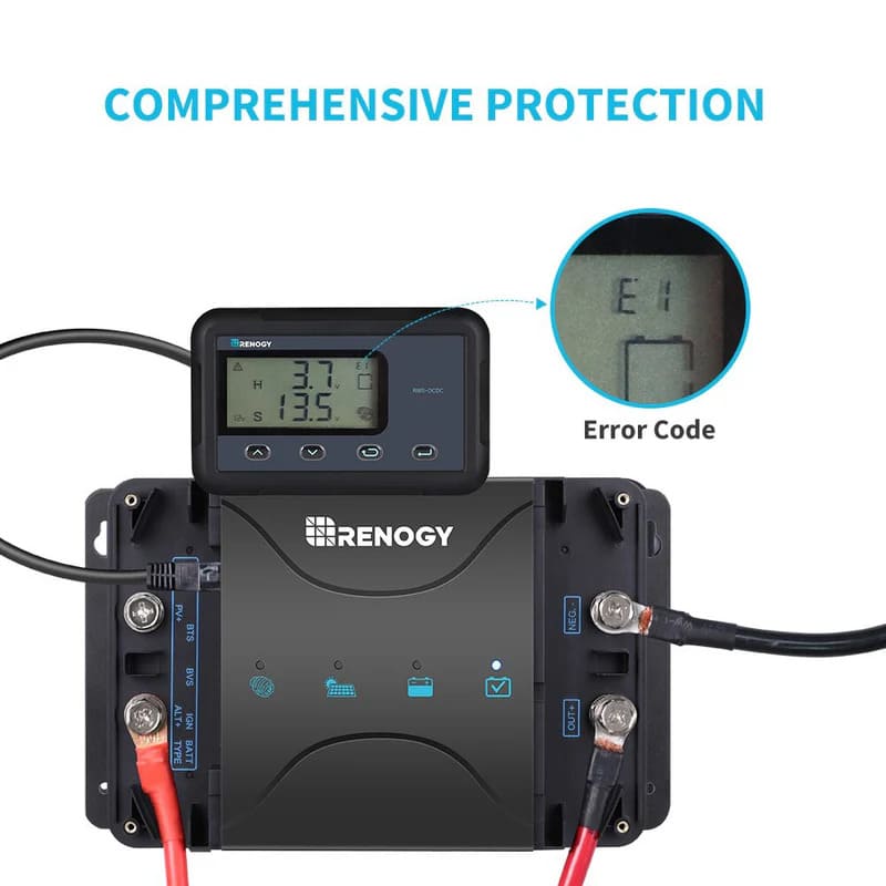 Renogy Monitoring Screen for DC-DC MPPT Battery Charger Series - comprehensive protection