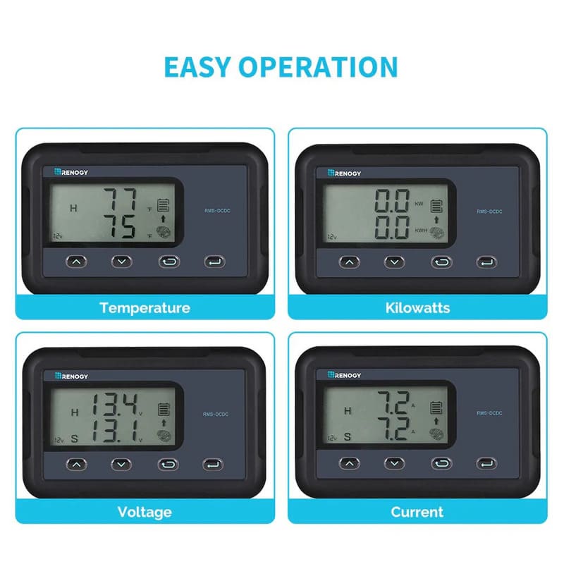 Renogy Monitoring Screen for DC-DC MPPT Battery Charger Series - easy operation