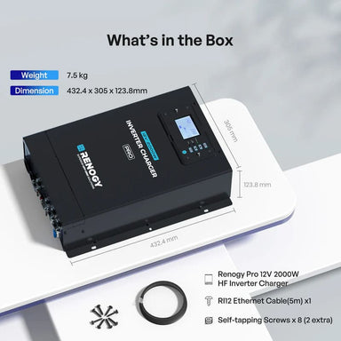 Renogy Pro 12V 2000W HF Inverter Charger-box contents