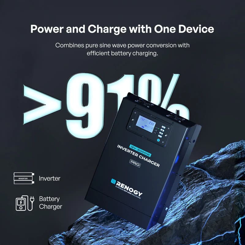 Renogy Pro 12V 2000W HF Inverter Charger-power and charge