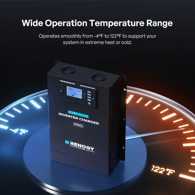 Renogy Pro 12V 3000W HF Inverter Charger- wide operation temp range