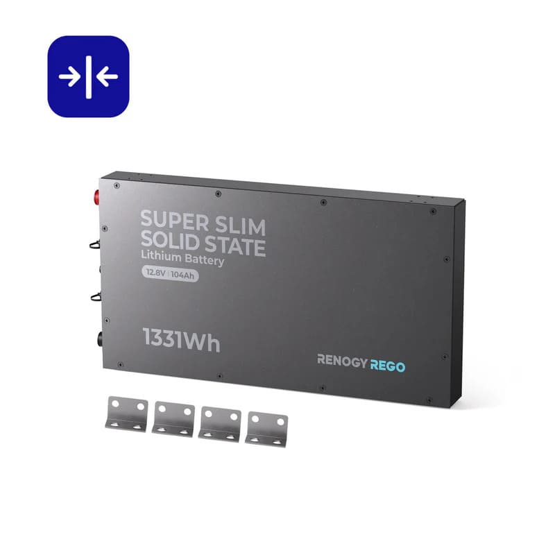 Renogy REGO 12.8V 104Ah Super Slim Lithium Iron Phosphate Battery-single battery on white background
