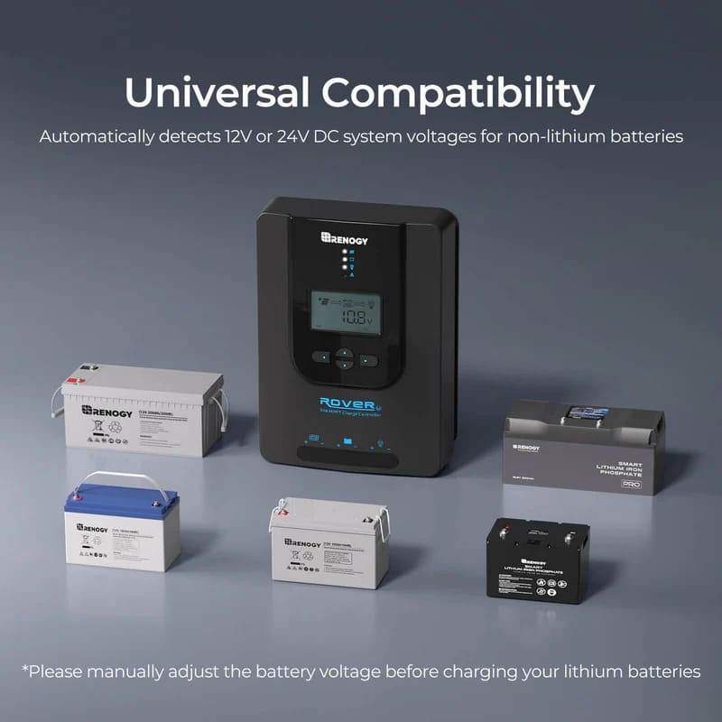 Renogy Rover Li 20 Amp MPPT Solar Charge Controller - Universal compatibility