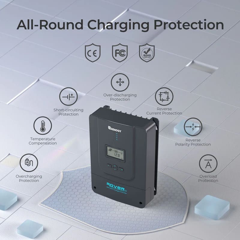 Renogy Rover Li 60A 12/24/36/48V MPPT Solar Charge Controller with Renogy ONE Core - all-round charging protection