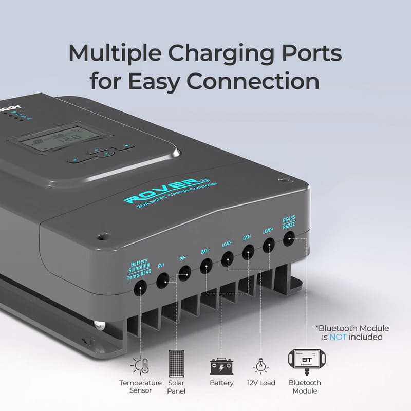 Renogy Rover Li 60A 12/24/36/48V MPPT Solar Charge Controller with Renogy ONE Core - Multiple charging ports