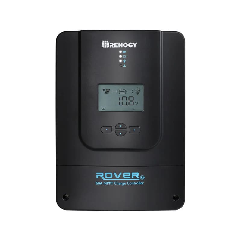 Renogy Rover Li 60A 12/24/36/48V MPPT Solar Charge Controller on a white bg