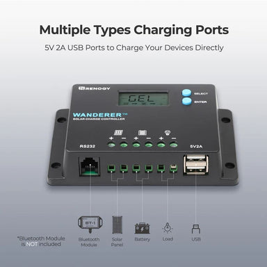 Renogy Wanderer 10A PWM Charge Controller - multiple charging ports