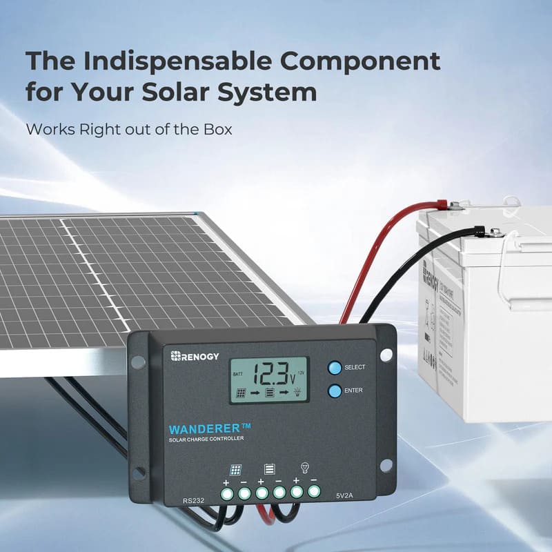 Renogy Wanderer 10A PWM Charge Controller - Solar system Companion