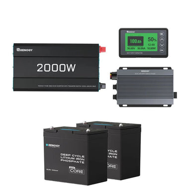 Renogy 2.56kWh Off-Road 4WD Off-Grid Power Kit | 2000W Inverter, 50A DC-DC w/ MPPT, ShadowFlux Panels- no panels