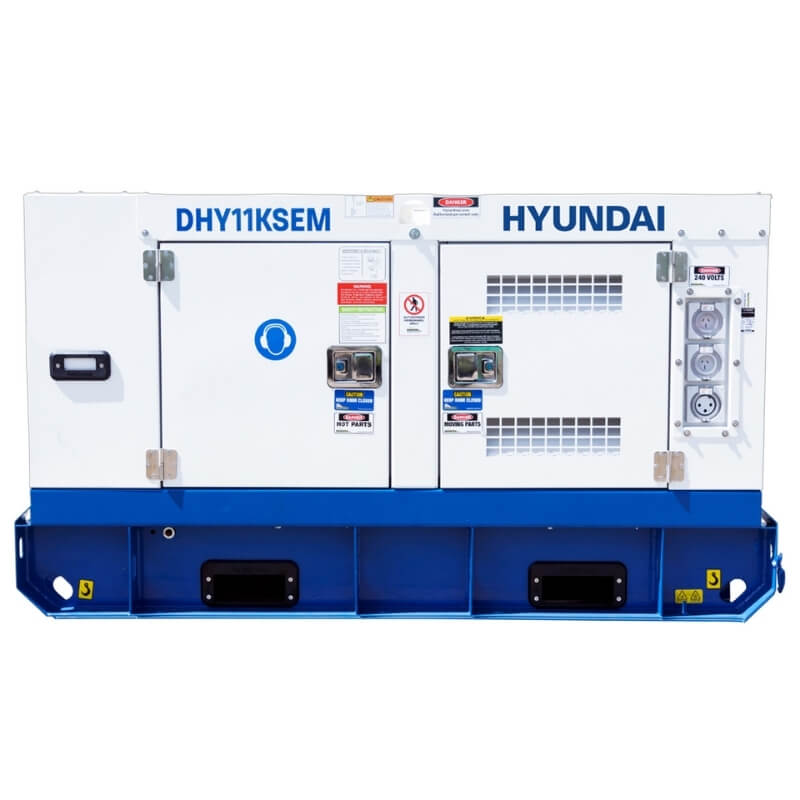 Hyundai 14kVA Single Phase Diesel Generator, front facing on white background.