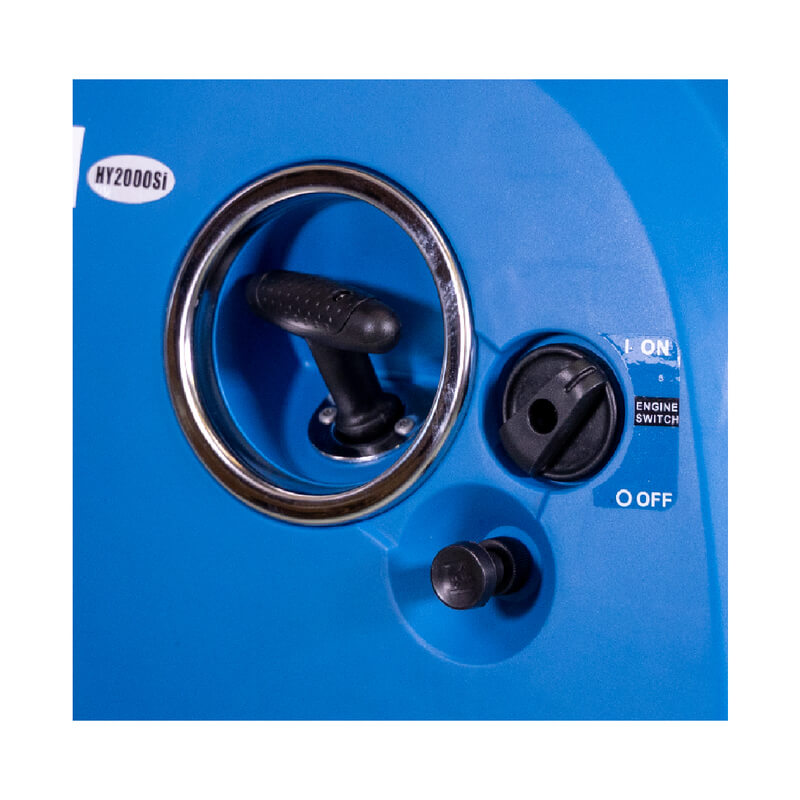 Hyundai 2000W Portable Inverter Generator, with on and off buttons.
