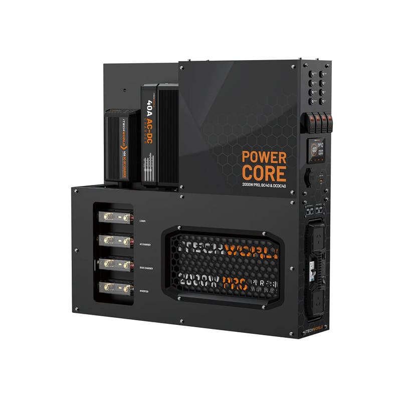 iTechworld 200Ah Ultra Slim Power Core All-In-One Complete System - angular side view of the power core.