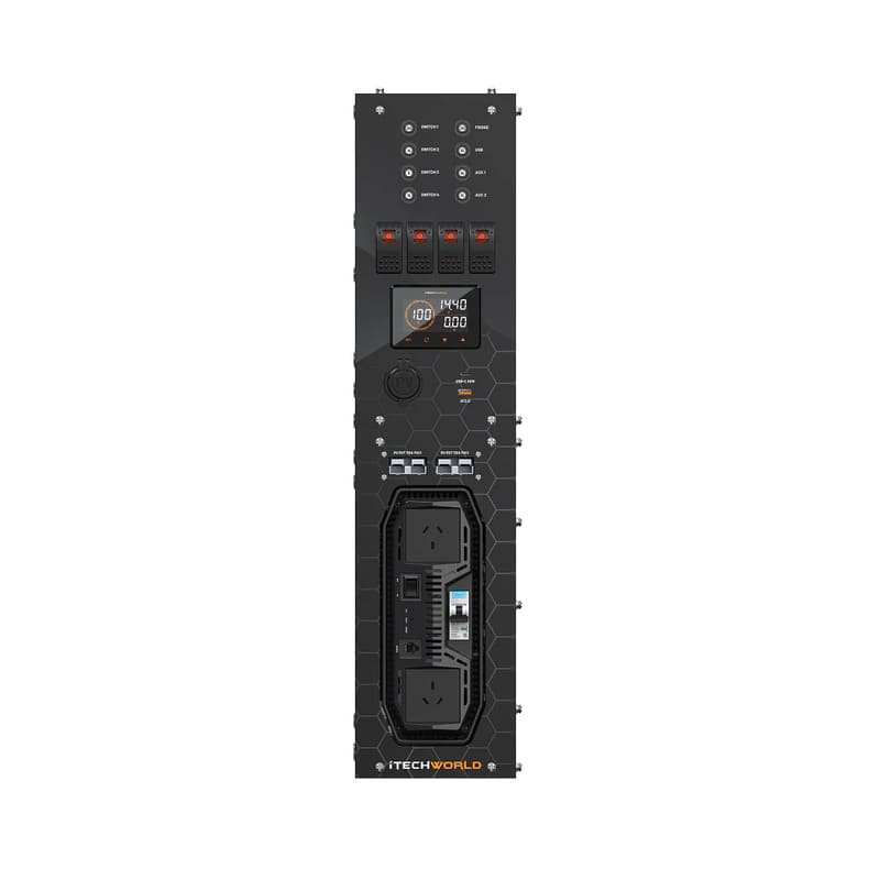 iTechworld 300Ah Ultra Slim Power Core All-In-One Complete System - rear view of the Power core.
