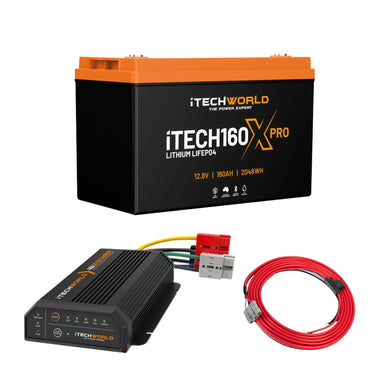 iTechworld Base Canopy Dual Battery Kit 160Ah Lithium - battery kit  on a white background.