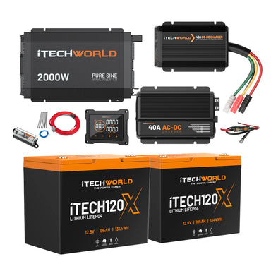 iTechworld Complete Lithium 4WD Kit 210-240Ah battery kit  on a white background.