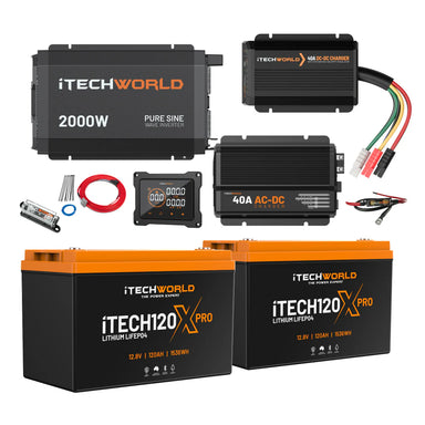 iTechworld Complete Lithium 4WD Kit 210-240Ah - battery kit on a white background.