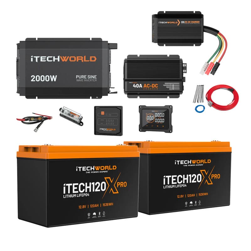 iTechworld Complete Lithium 4WD/Caravan Kit 240Ah - complete kit without solar panels.