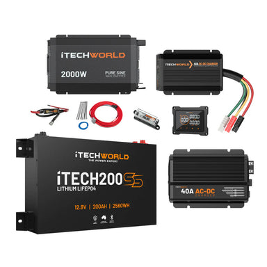 iTechworld Complete Slimline 4WD Kit 200Ah - battery kit on a white background.