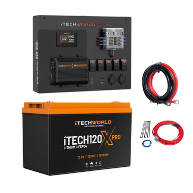 iTechworld Control Hub Kit with 25A DCDC Charger and iTECH120X PRO -  kit on a white background.
