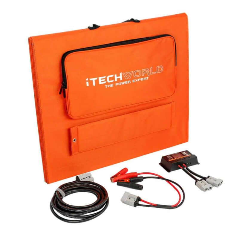 iTechworld Essential Solar Generator Kit - PS300 Power Station and 100W Solar Blanket accessories.
