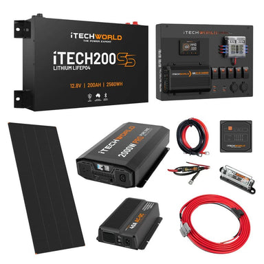 iTechworld Expansion Super Slimline 4WD Dual Battery Kit 200Ah Lithium - battery kit on a white background.