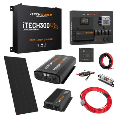 iTechworld Expansion Super Slimline Canopy Dual Battery Kit 300Ah Lithium -  battery kit on a white bcakground.