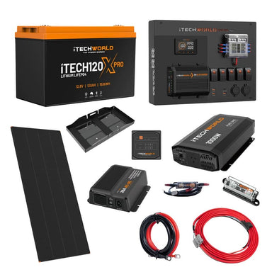 iTechworld Expansion Ute Dual Battery Kit 120Ah Lithium - battery kit on a white background.