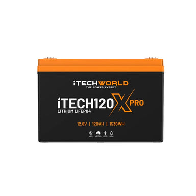 iTechworld Premium Portable Dual Battery Kit 120Ah Lithium - 120X PRO battery on a white background.