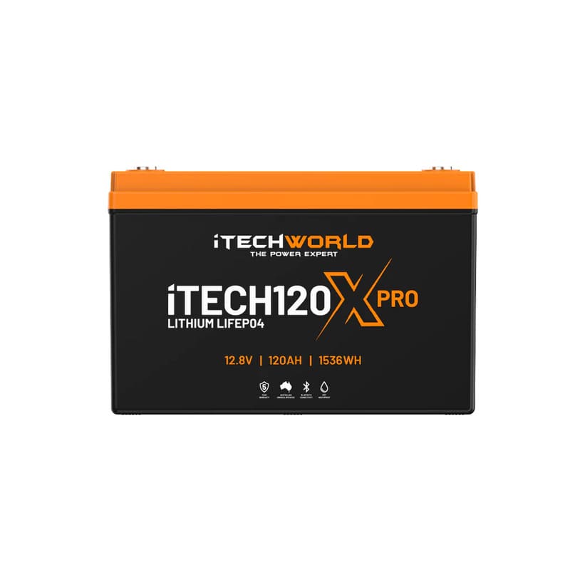 iTechworld Premium Portable Dual Battery Kit 120Ah Lithium - 120X PRO battery on a white background.