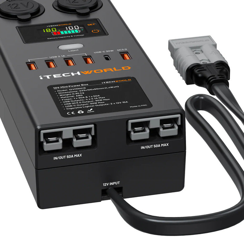 iTechworld Slimline 4WD Dual Battery Kit 100Ah Lithium - mini control box on a white background.