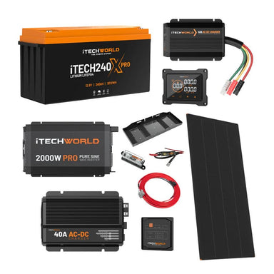 iTechworld Ultimate 4WD Dual Battery Kit 240Ah Lithium - battery kit on a white background.
