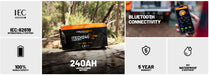 iTechworld Ultimate 4WD Dual Battery Kit 240Ah Lithium - 240X pro battery features display.
