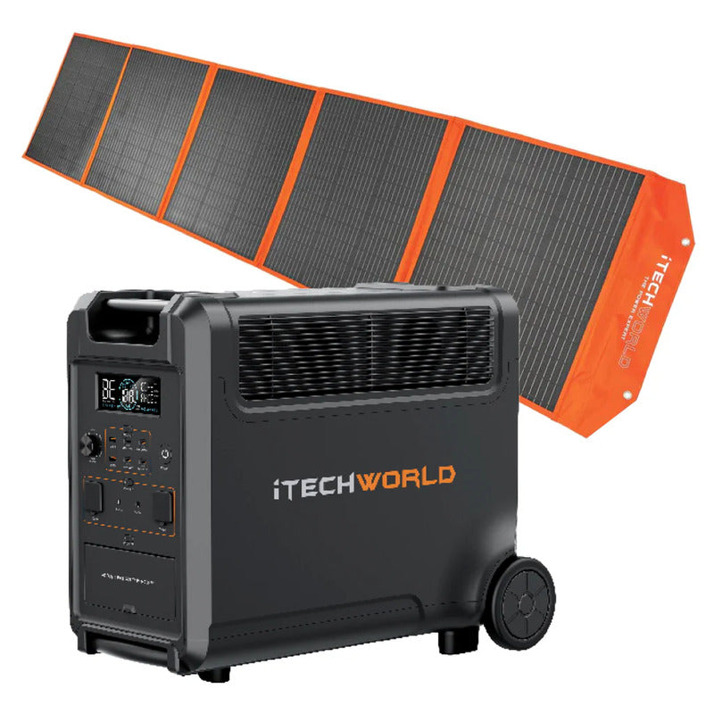 iTechworld Ultimate Solar Generator Kit - PS3600 Power Station and 300W Solar Blanket on a white background.