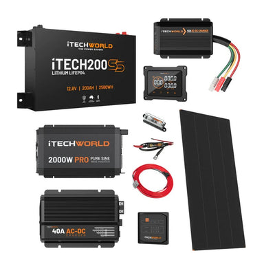 iTechworld Ultimate Super Slimline 4WD Dual Battery Kit 200Ah Lithium - Battery kit on a white background.