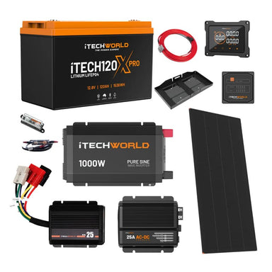 iTechworld Ultimate Ute Dual Battery Kit 120Ah Lithium - battery kit on a white background.