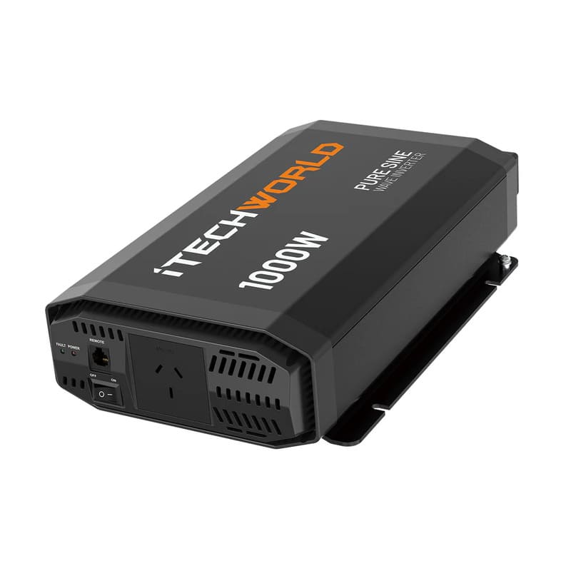 iTechworld Ultimate Ute Dual Battery Kit 120Ah Lithium - pure sine wave inverter on a white background.