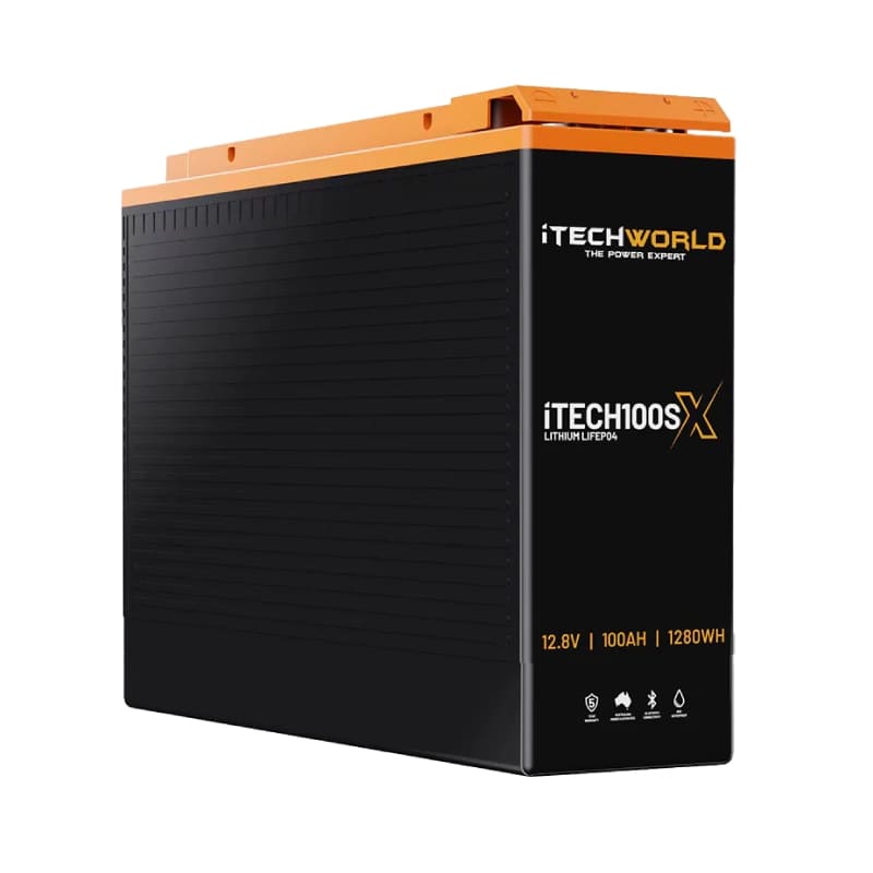 iTechworld Base Slimline 4WD Dual Battery Kit 100Ah Lithium - 100SX battery on a white background.
