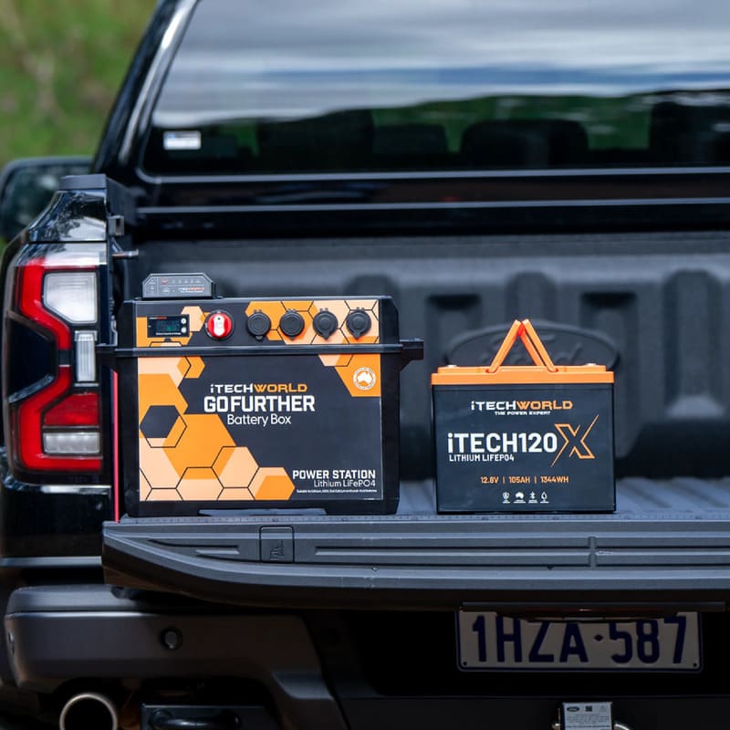 iTechworld iTECH120X PRO Deep Cycle Lithium Battery with Bluetooth LiFePO4 105Ah - placed in a truck with the battery box also.