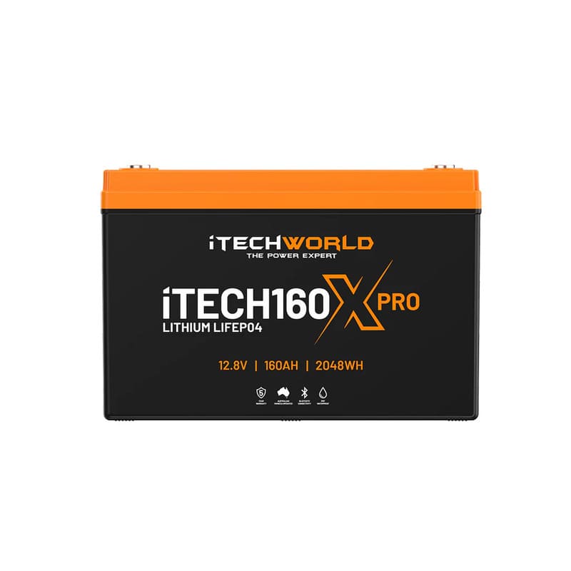 iTechworld iTECH160X PRO Deep Cycle Lithium Battery with Bluetooth LiFePO4 160Ah- frontal view on a white background