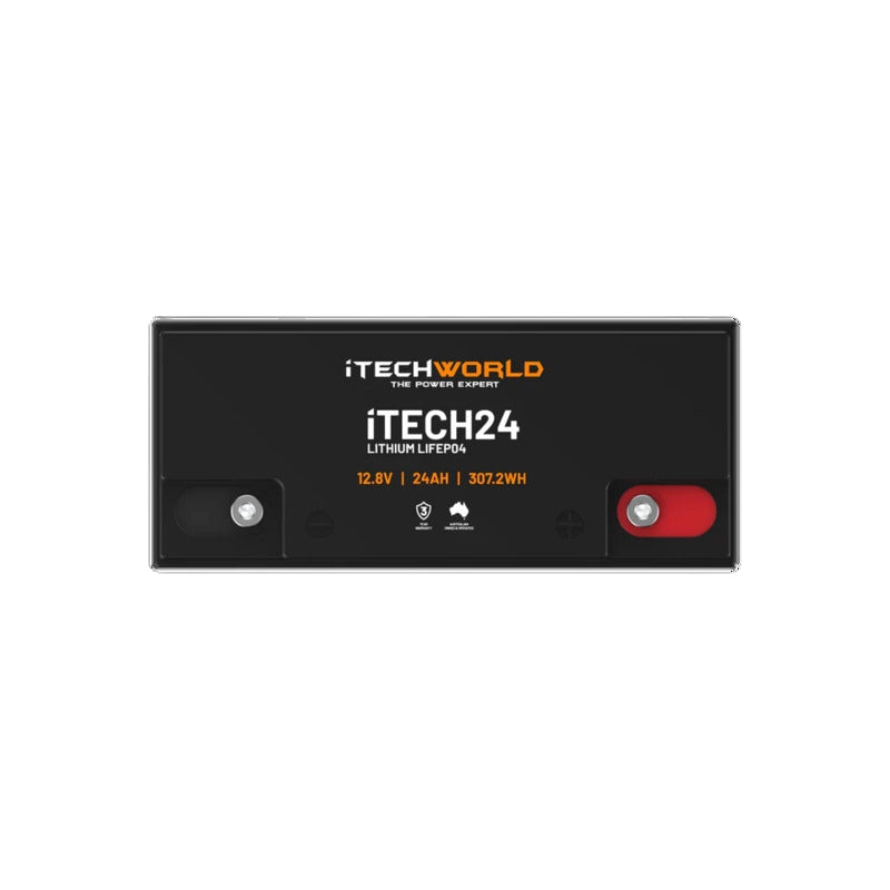 iTechworld iTECH24 Deep Cycle Lithium Battery LiFePO4 24Ah - Top view of the Battery.