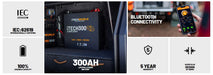 iTechworld iTECH300SS Super Slim Deep Cycle Lithium Battery with Bluetooth LiFePO4 300Ah - display of battery features.