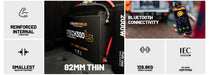 iTechworld iTECH300US Ultra Slim Deep Cycle Lithium Battery with Bluetooth LiFePO4 300Ah - display of features.