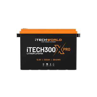 iTechworld iTECH300X PRO Deep Cycle Lithium Battery with Bluetooth LiFePO4 300Ah - Frontal view on a white background.